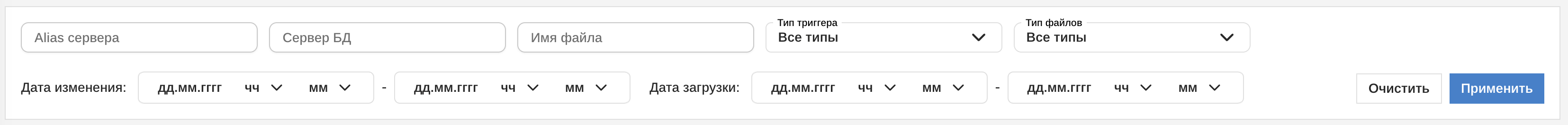 Панель фильтров
