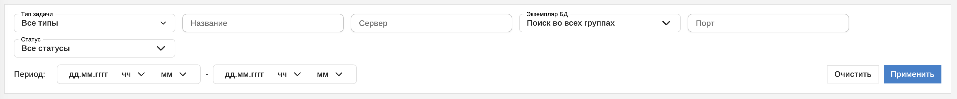 Панель фильтров
