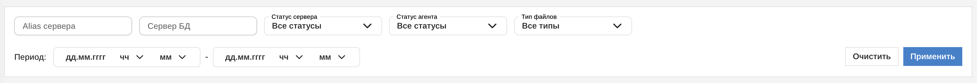 Панель фильтров